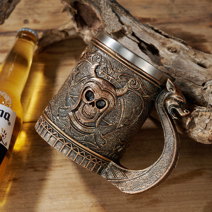 WorldNorse Dragon Handle Skeleton Beer Mug