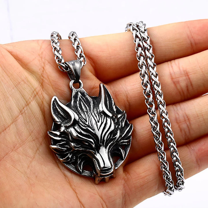 WorldNorse Ferocious Wolf Head Necklace