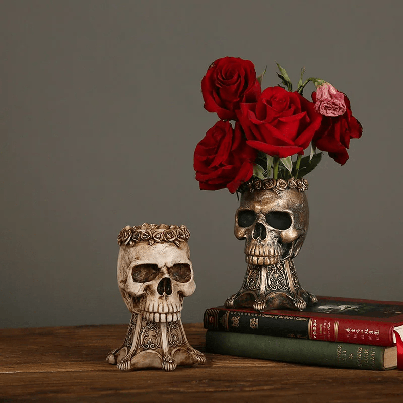 WorldNorse Skull Skeleton Resin Vase Decor