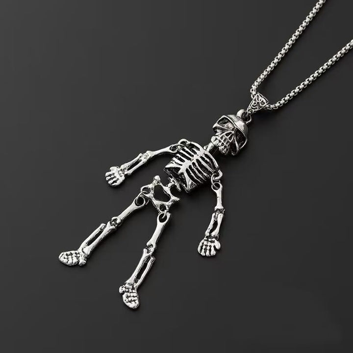 WorldNorse Gothic Skull Skeleton Long Chain Necklace