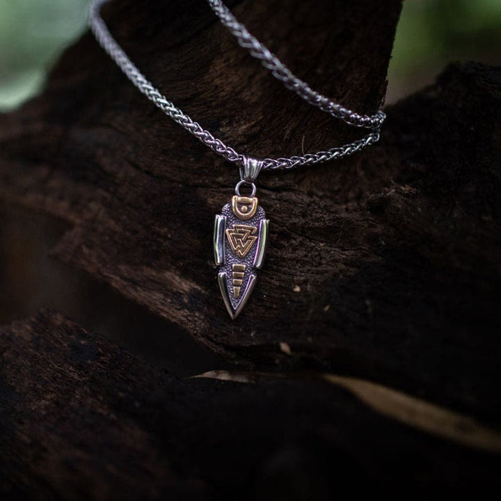 Flash Sale - WorldNorse Solid Double Sided Odin’s Spear Valknut Amulet Necklace