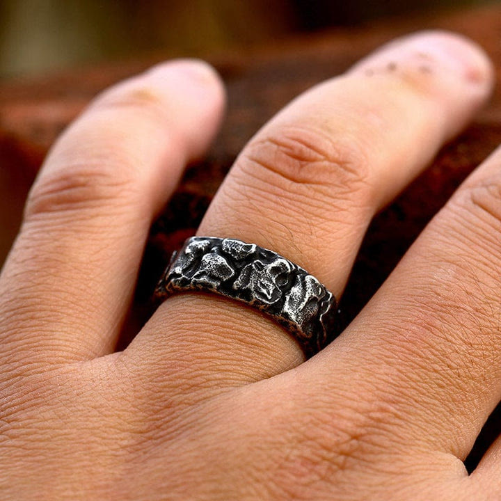 WorldNorse Stone Rune Stainless Steel Viking Ring