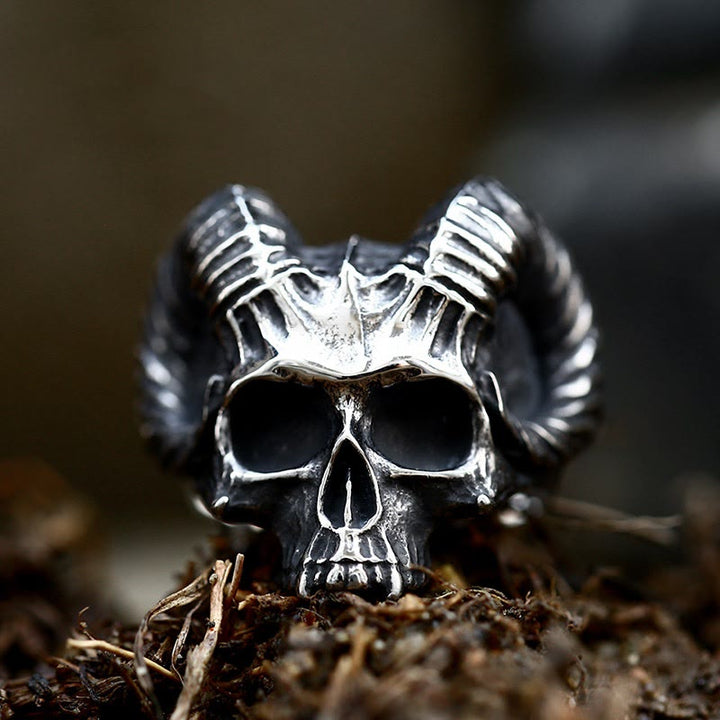WorldNorse Punk Animal Goat Skull Occult Satan Ring