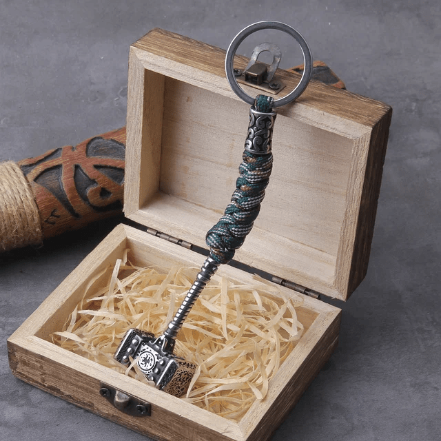 WorldNorse Vikings Thor's Hammer Survival Rope Keychain