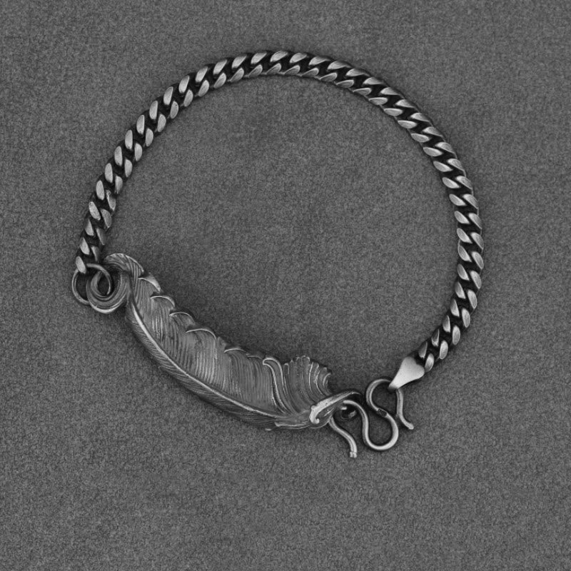 WorldNorse 999 Sterling Silver Feather Bracelet