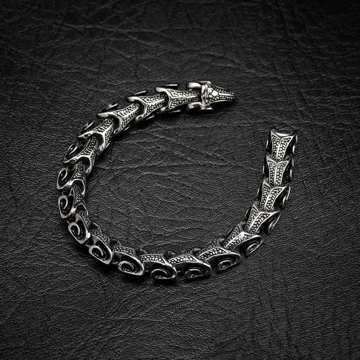 WorldNorse Vintage Dragon Bones Stainless Steel Animal Bracelet