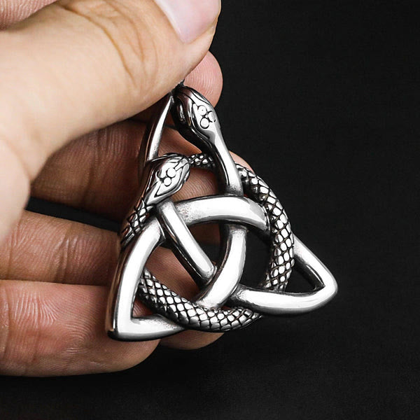 WorldNorse Nordic Trinity Triquetra With Knoop Snake Necklace