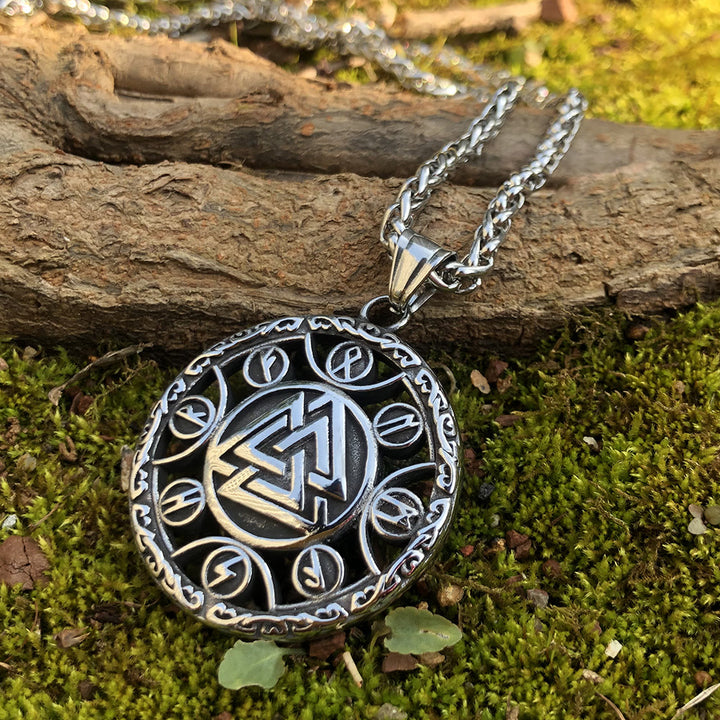 WorldNorse Rune Around Valknut Necklace