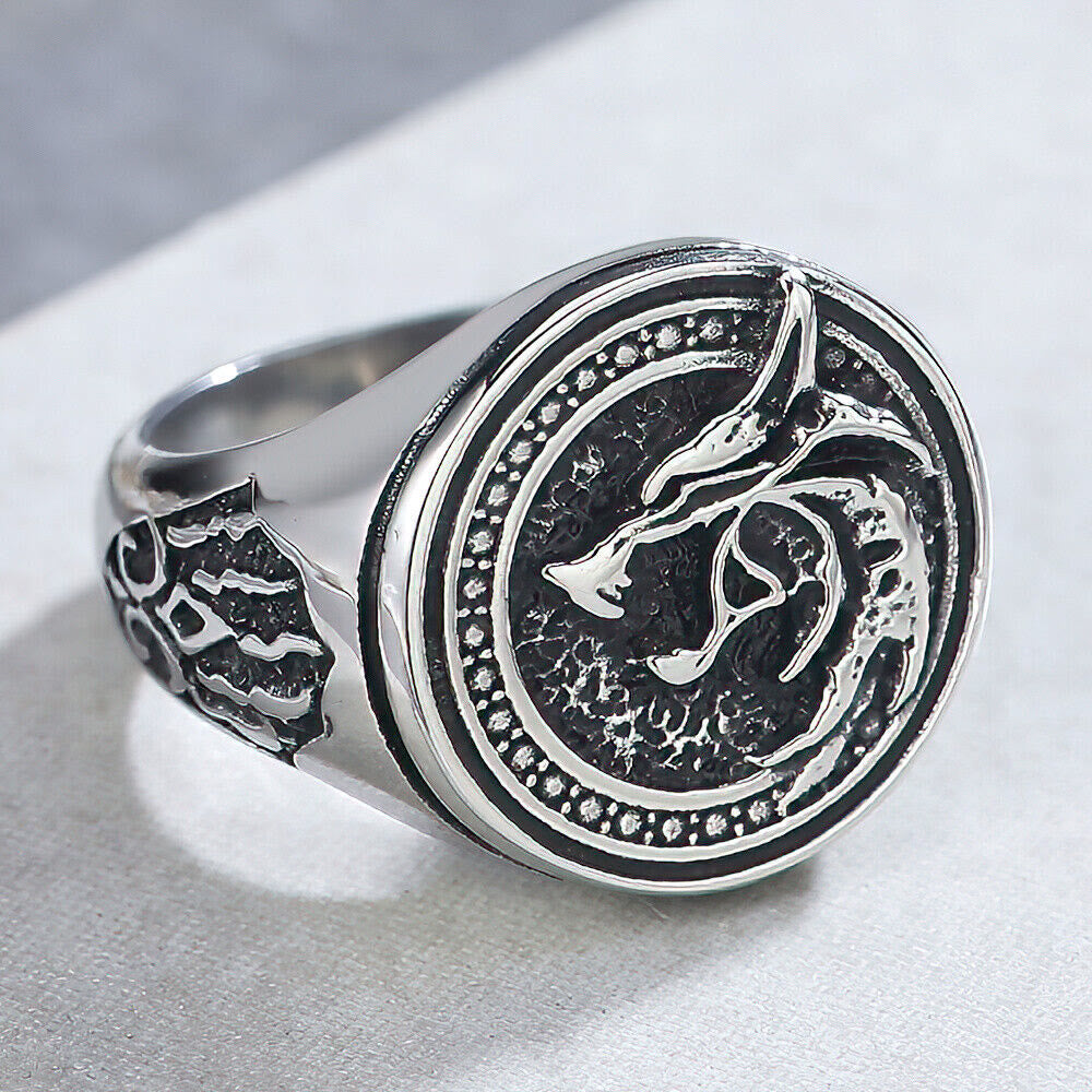 WorldNorse Witcher Wolf Stainless Steel Viking Ring