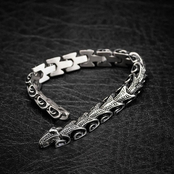 WorldNorse Vintage Dragon Bones Stainless Steel Animal Bracelet