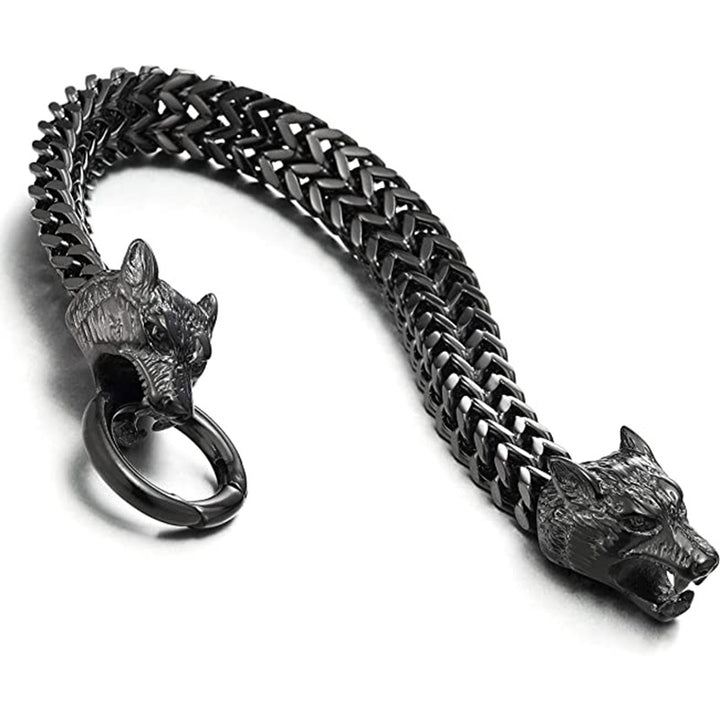 WorldNorse Wolf Head Viking Titanium Steel Strengthen Bracelet