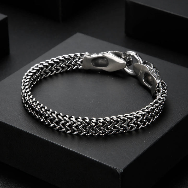 WorldNorse Double Snake Head Steel Bracelet