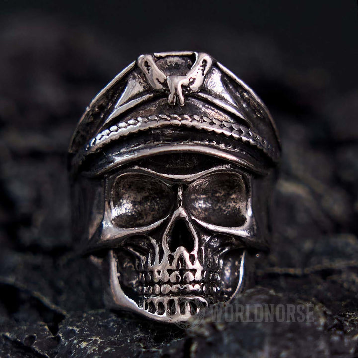 WorldNorse Eagle Cap Punk Skull Ring