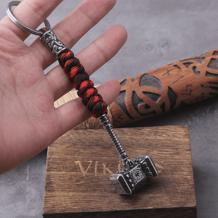 WorldNorse Vikings Thor's Hammer Survival Rope Keychain