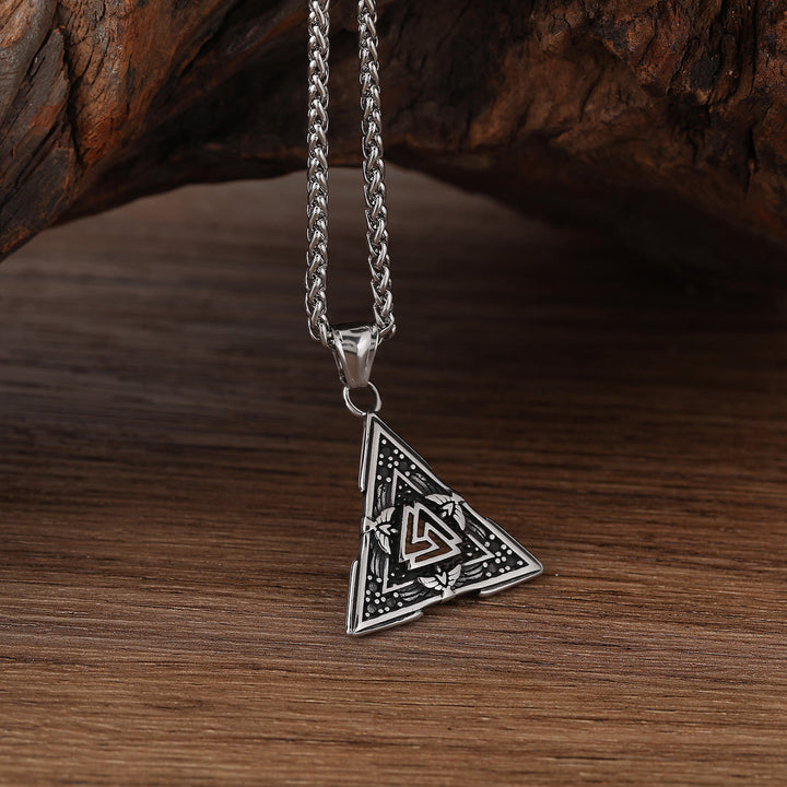 WorldNorse Viking Triangle Valknut Hrungnir's Heart Necklace