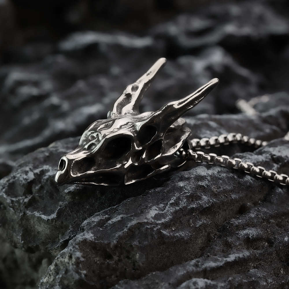 WorldNorse Dragon Spirit Skull Bone Necklace