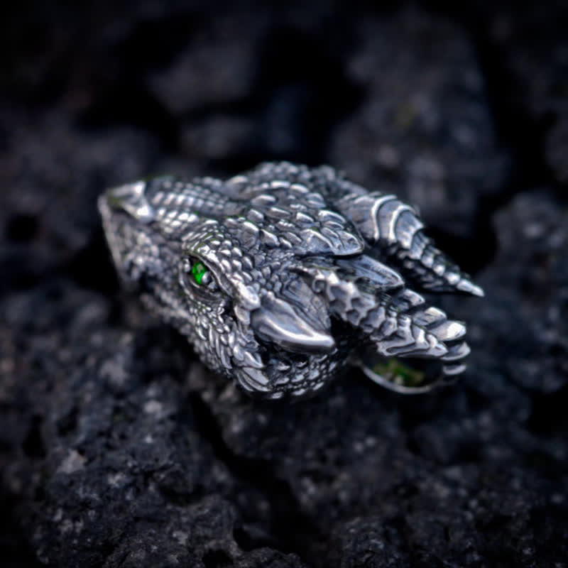 WorldNorse Men's Viking Green Eye Dragon Head Necklace - image 5