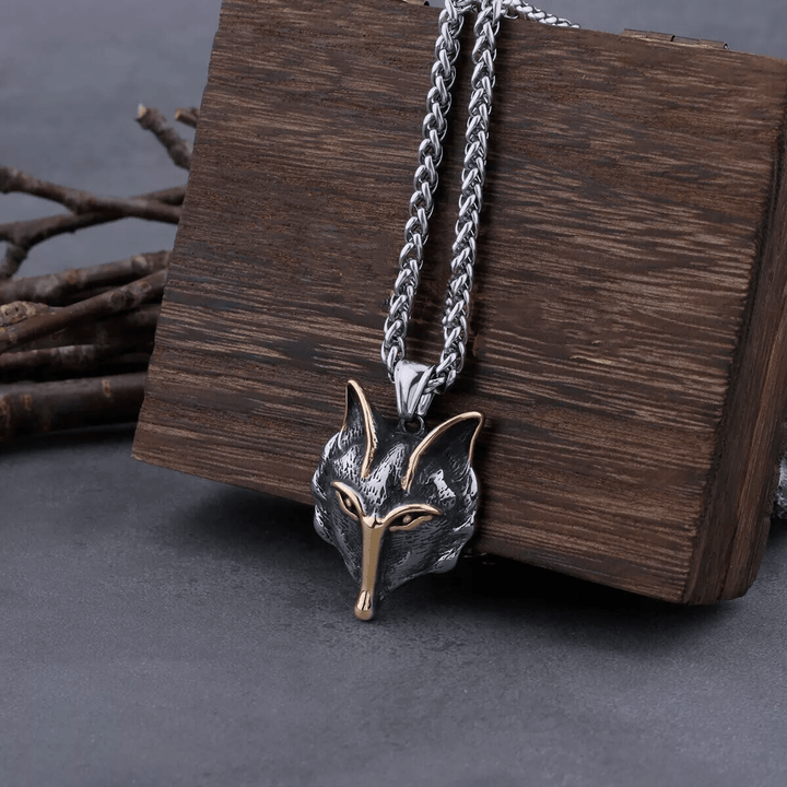 WorldNorse Wolf Head Titanium Steel Necklace