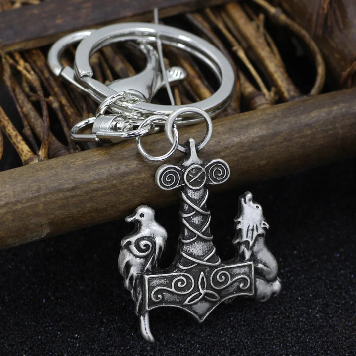 WorldNorse Odin Wolf And Raven Guard Keychain