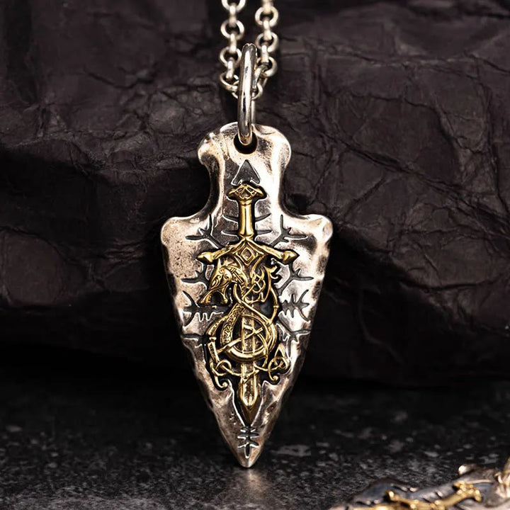 WorldNorse 925 Sterling Silver Dragon Sword Necklace