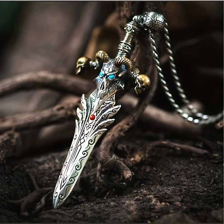 WorldNorse Sheep Skull Sword Necklace