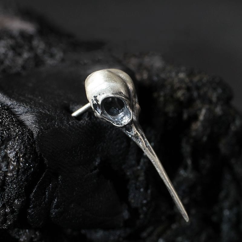 WorldNorse Hummingbird Skull Stud Earrings