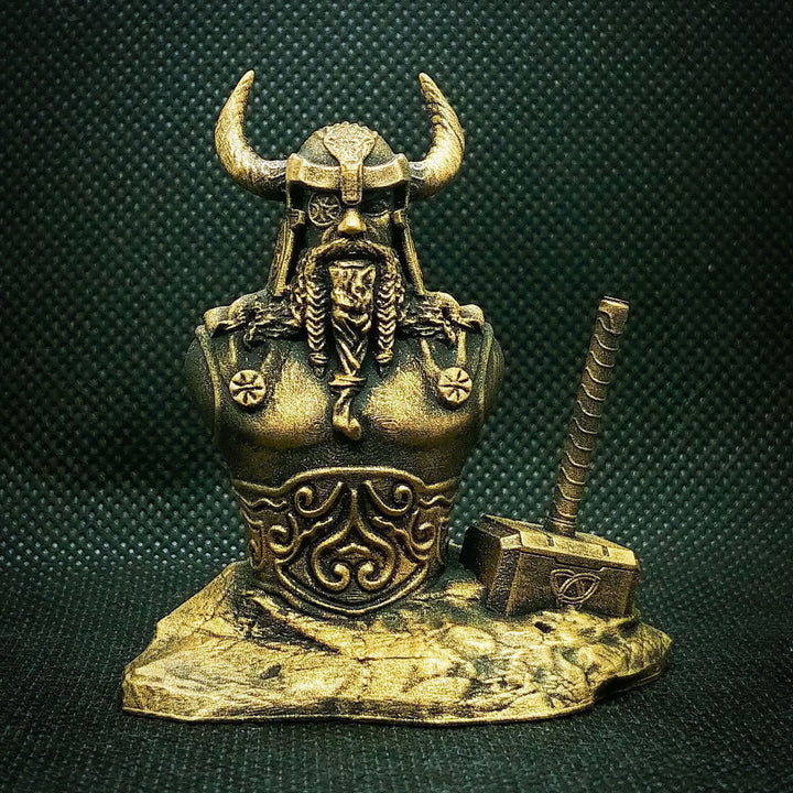 WorldNorse Thor Hammer Halfbody Statue Resin Sculpture