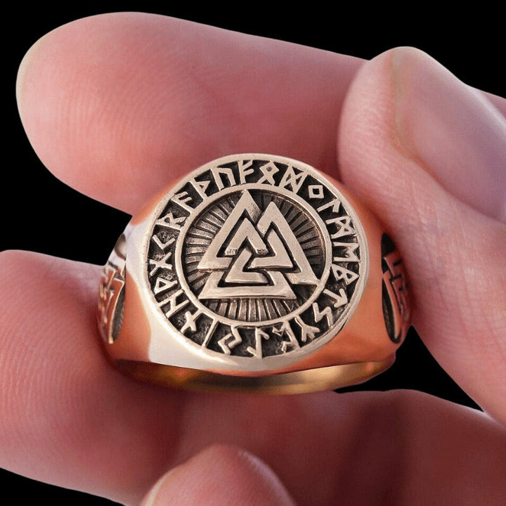 FREE Today: Runes Valknut Triangle Stainless Steel Viking Ring