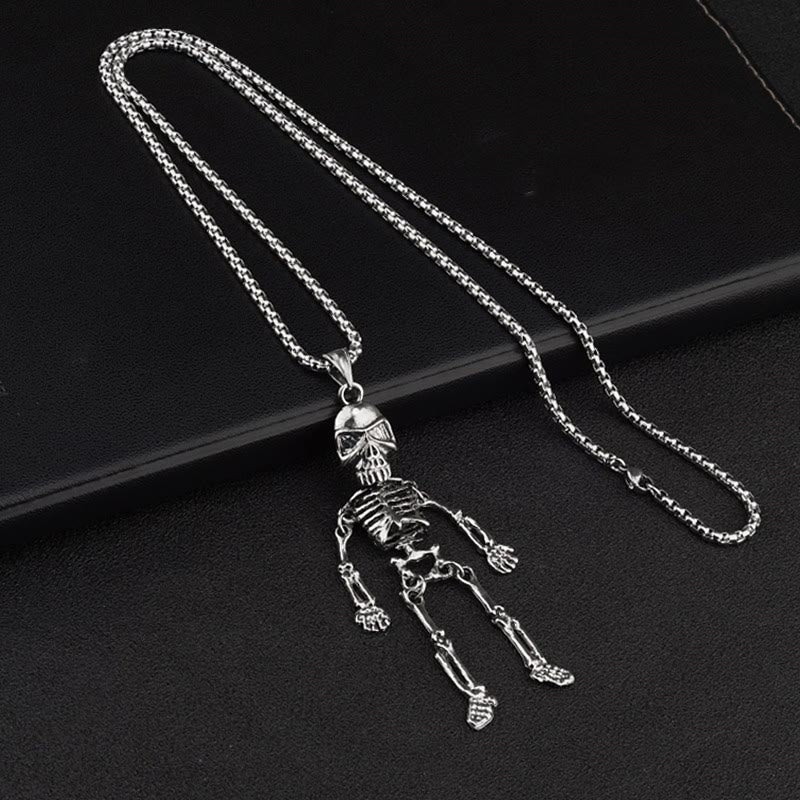 WorldNorse Gothic Skull Skeleton Long Chain Necklace