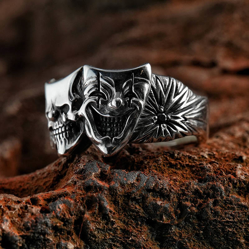 WorldNorse Dual-Sided Good And Evil Clown Ring