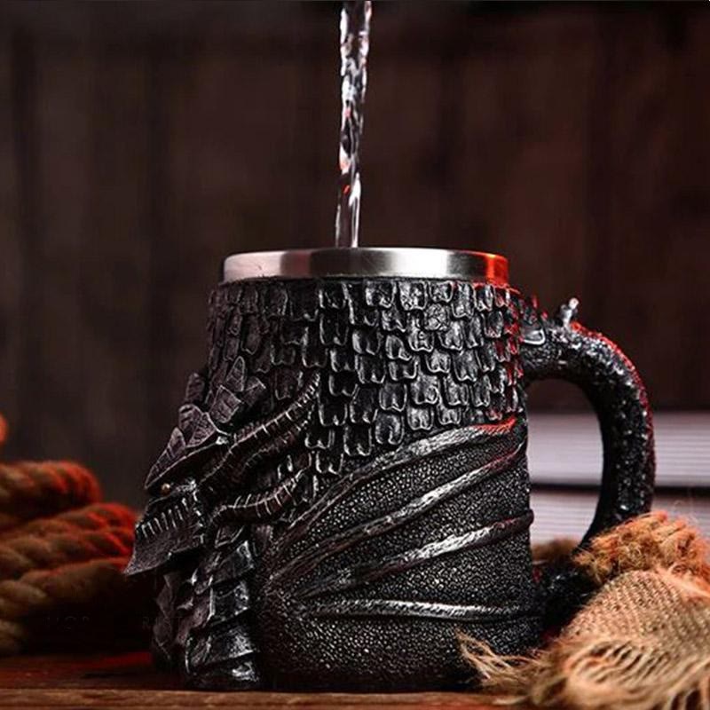 WorldNorse Black Dragon Steel Mug