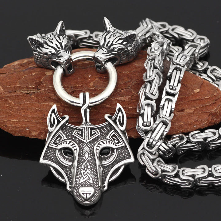 WorldNorse Viking Wolf Head King Necklace