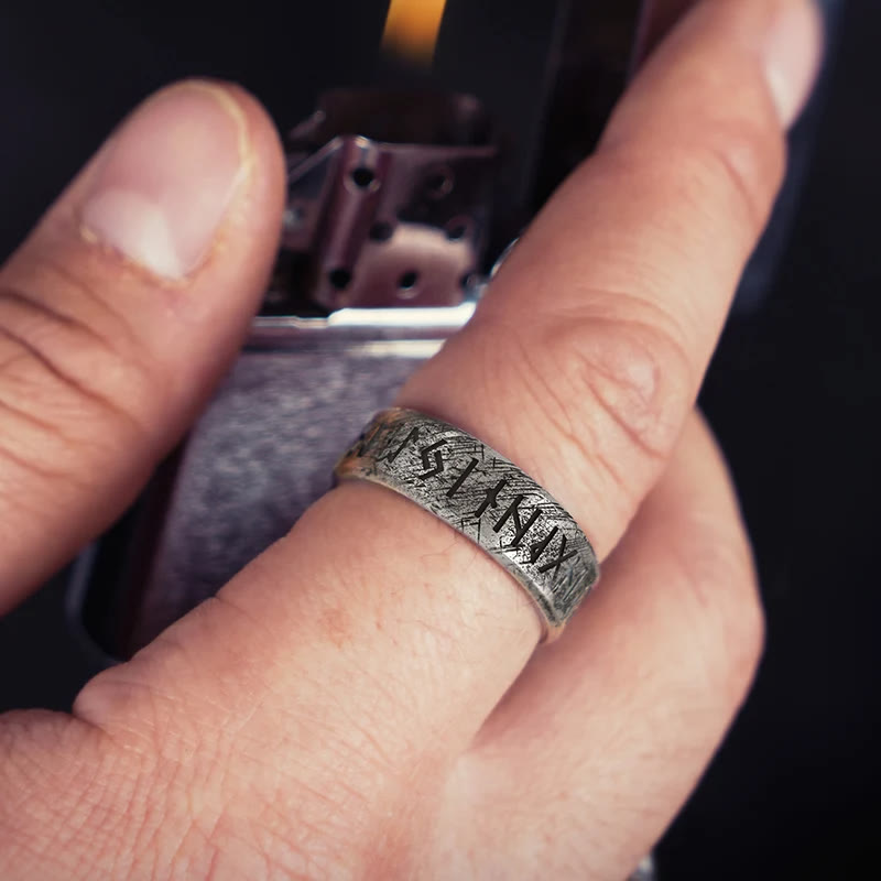 WorldNorse 925 Sterling Silver Viking Rune Words Ring