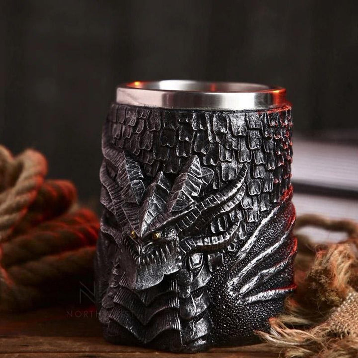 WorldNorse Black Dragon Steel Mug