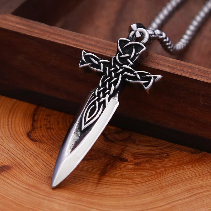 WorldNorse Nordic Celtic Knot Cross Spear Necklace