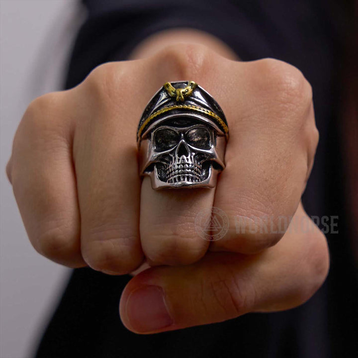 WorldNorse Eagle Cap Punk Skull Ring