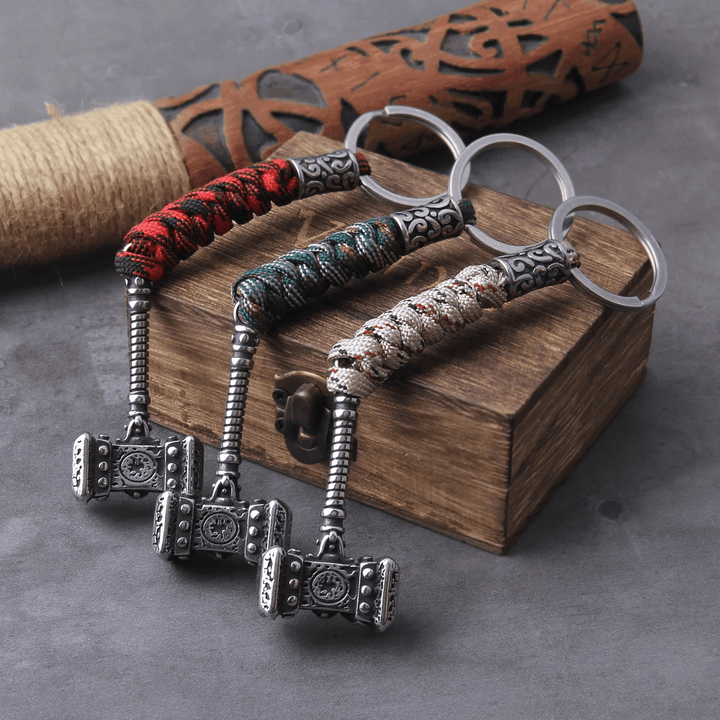 WorldNorse Vikings Thor's Hammer Survival Rope Keychain