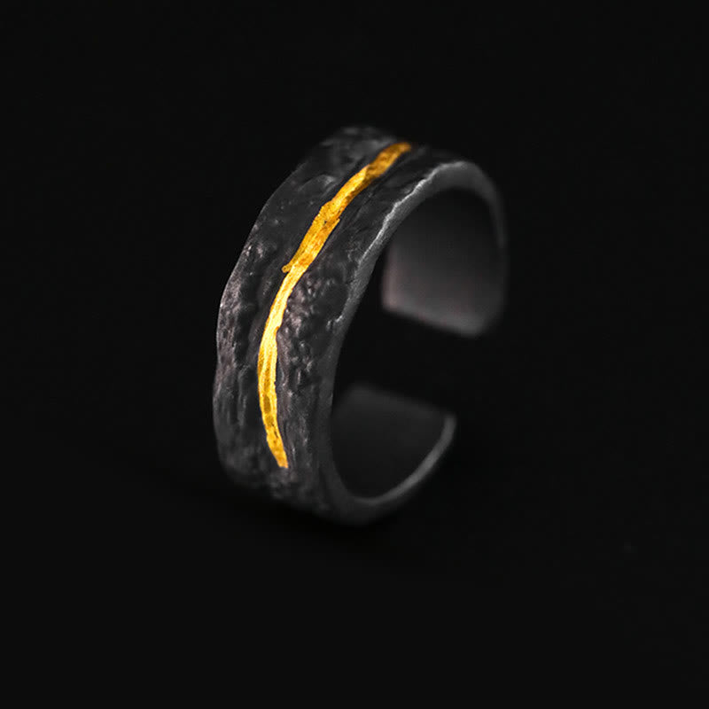 WorldNorse 999 Sterling Silver Flowing Gold Ring