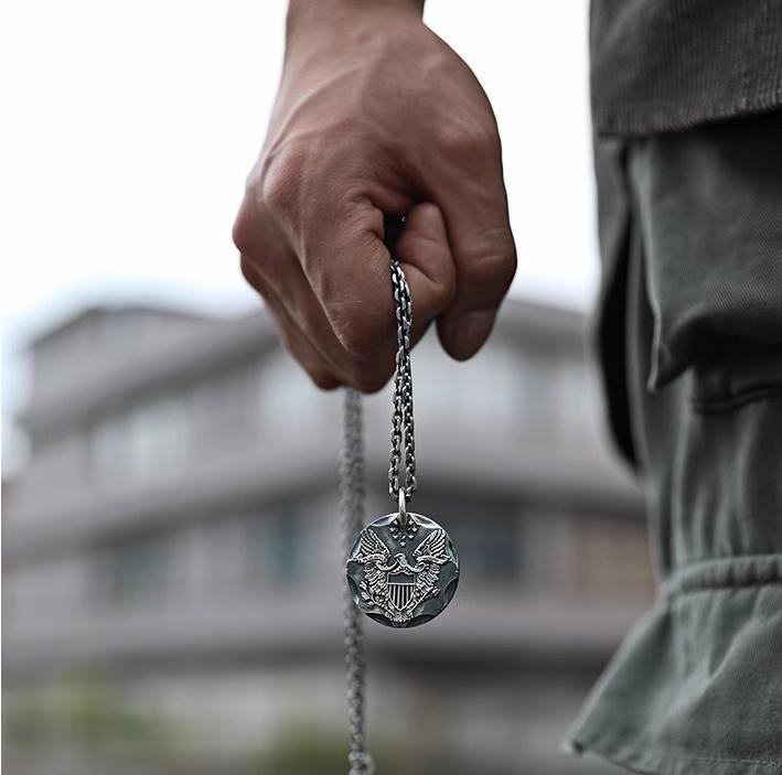 WorldNorse Flying Eagle Coin Double Side Necklace