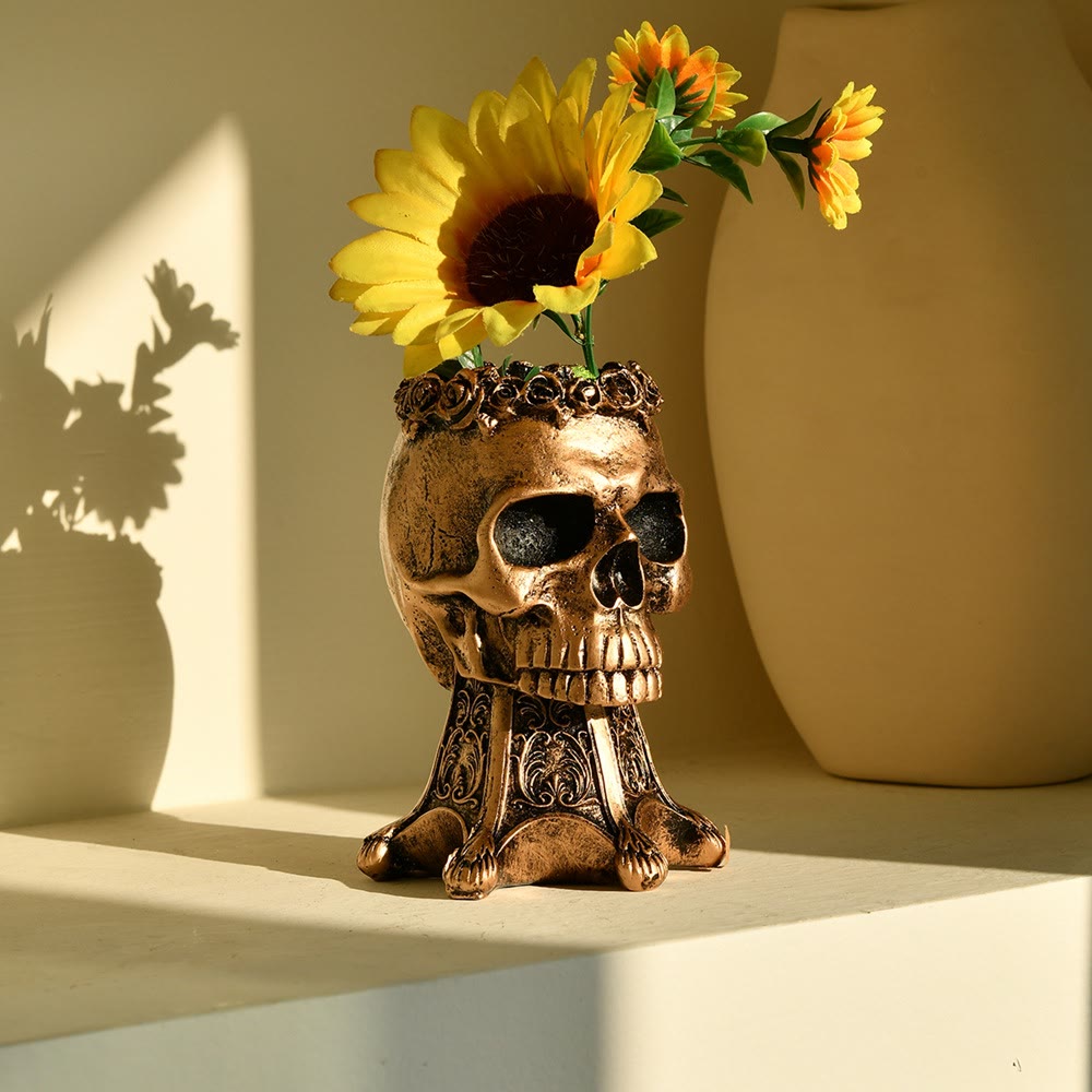 WorldNorse Skull Skeleton Resin Vase Decor