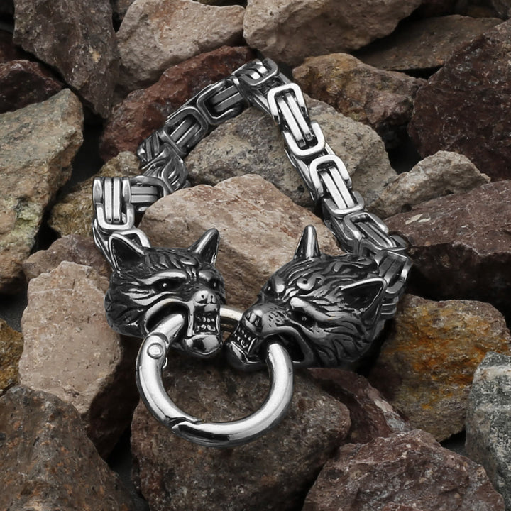 FREE Today: Vintage Viking Wolves Head Bracelet