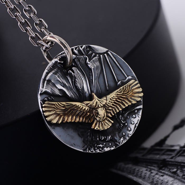 WorldNorse Flying Eagle Coin Double Side Necklace