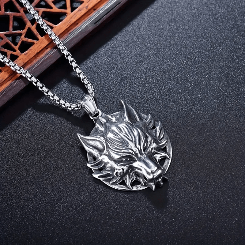 WorldNorse Ferocious Wolf Head Necklace