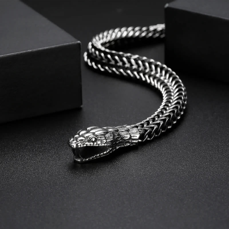 WorldNorse Double Snake Head Steel Bracelet