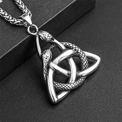WorldNorse Nordic Trinity Triquetra With Knoop Snake Necklace