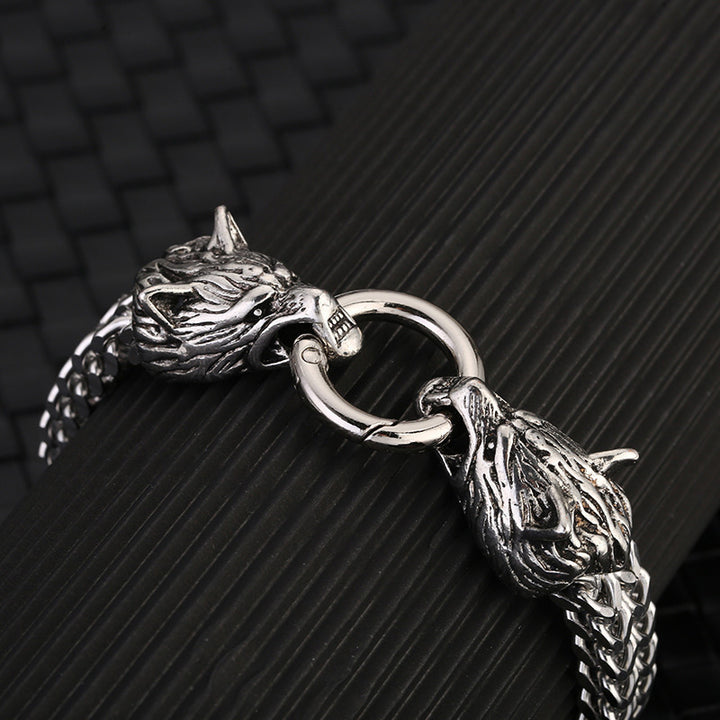 Flash Sale - WorldNorse Wolf Head Viking Titanium Steel Strengthen Bracelet