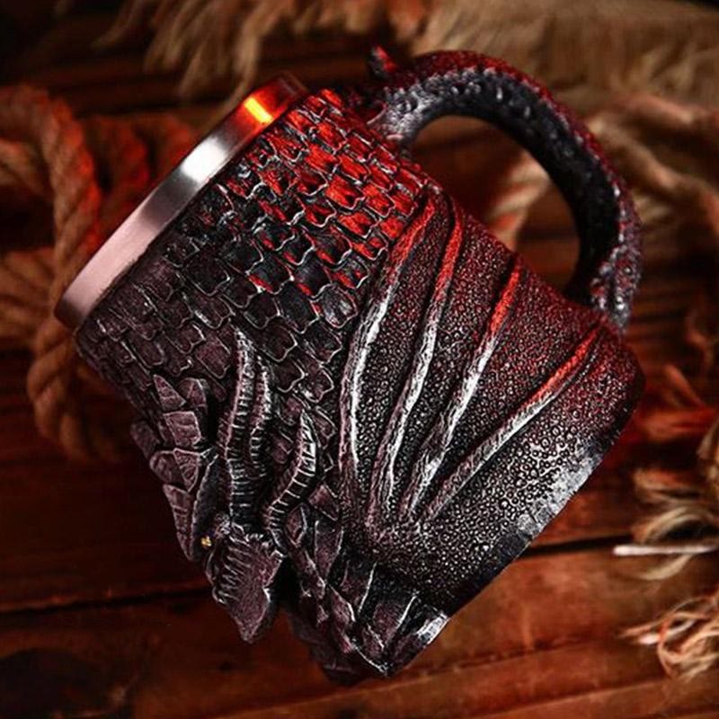 WorldNorse Black Dragon Steel Mug