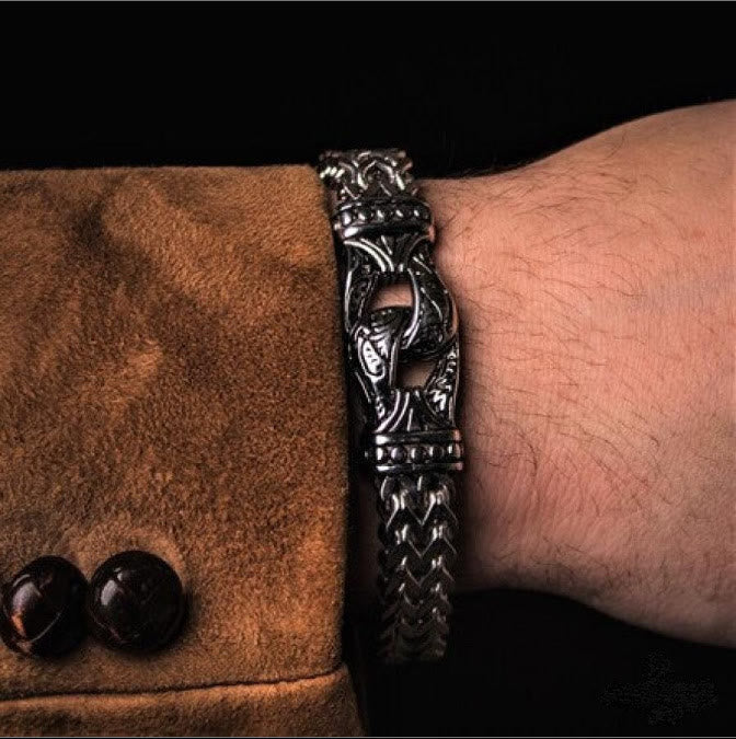 WorldNorse Nordic Carved Totem Double Row Bracelet