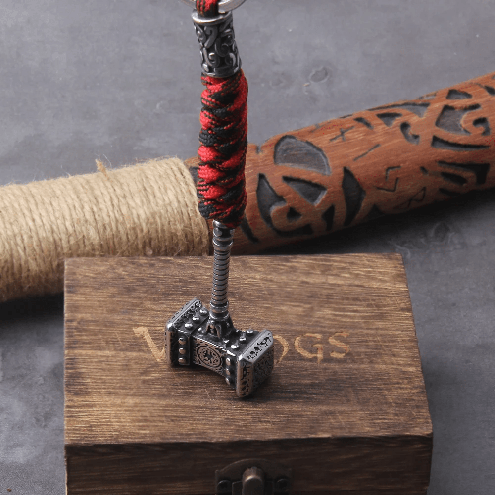 WorldNorse Vikings Thor's Hammer Survival Rope Keychain