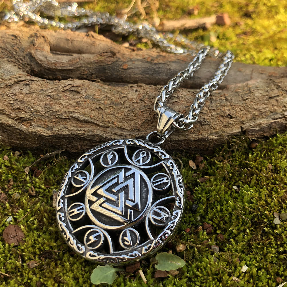 WorldNorse Rune Around Valknut Necklace